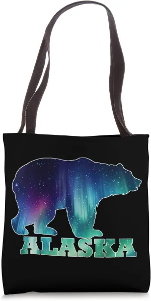 Alaska Bear Northern Lights Aurora Borealis Nature Sky Women Tote Bag