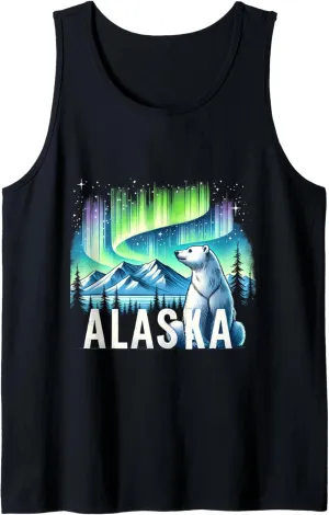 Alaska Northern Lights Aurora Viewing Vacation Bear Alaska Tank Top