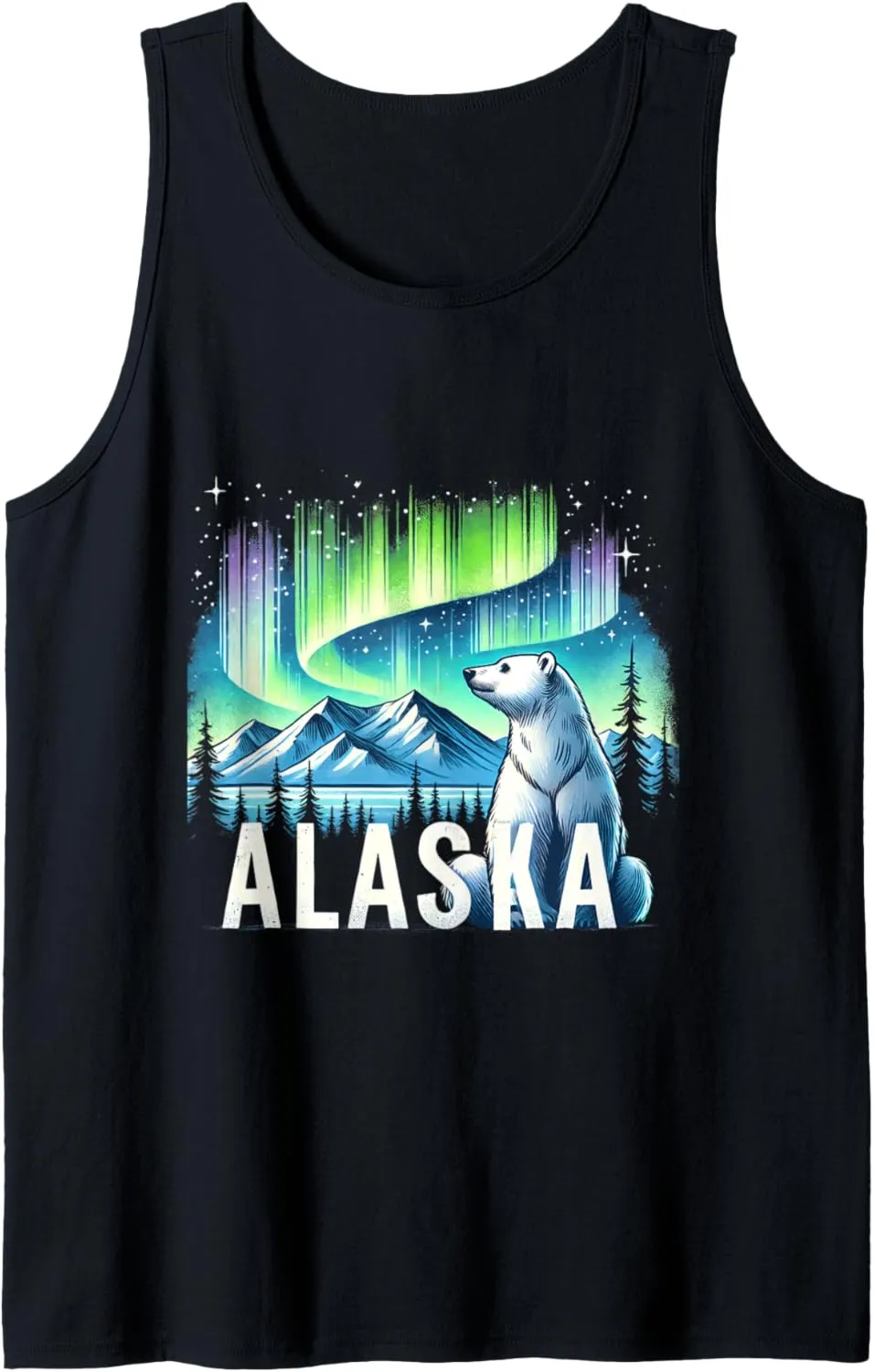 Alaska Northern Lights Aurora Viewing Vacation Bear Alaska Tank Top
