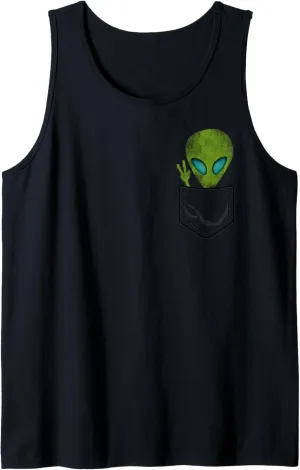Alien Pocket Cool Funny Cute Peace UFO Gift Tank Top
