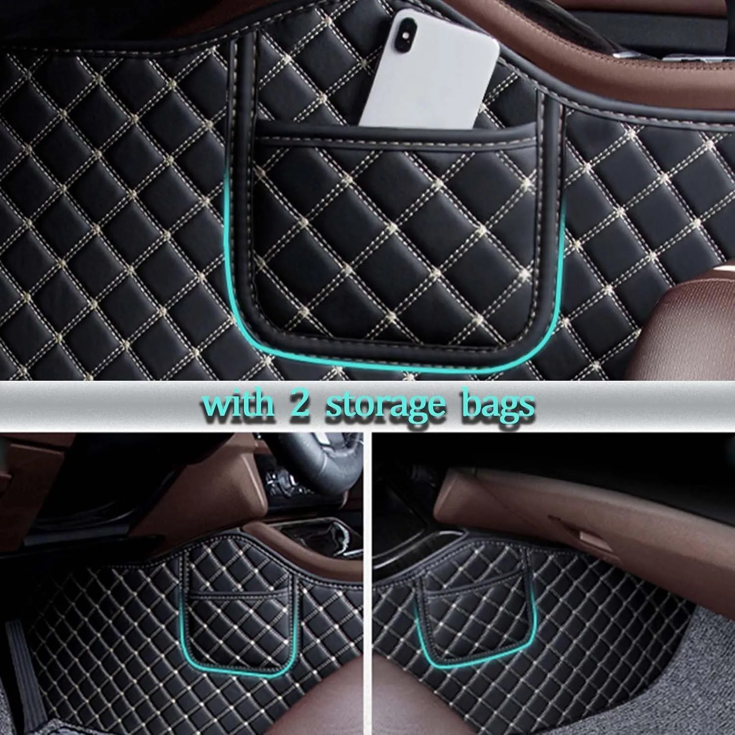 All-Weather Car Floor Mats for Renault Latitude 2010 2011 2012 2013 2014 2015, Double Layer Automotive Floor Mats Car Carpets Non-Slip Full Set with Driver Heel Pads,Black Loop