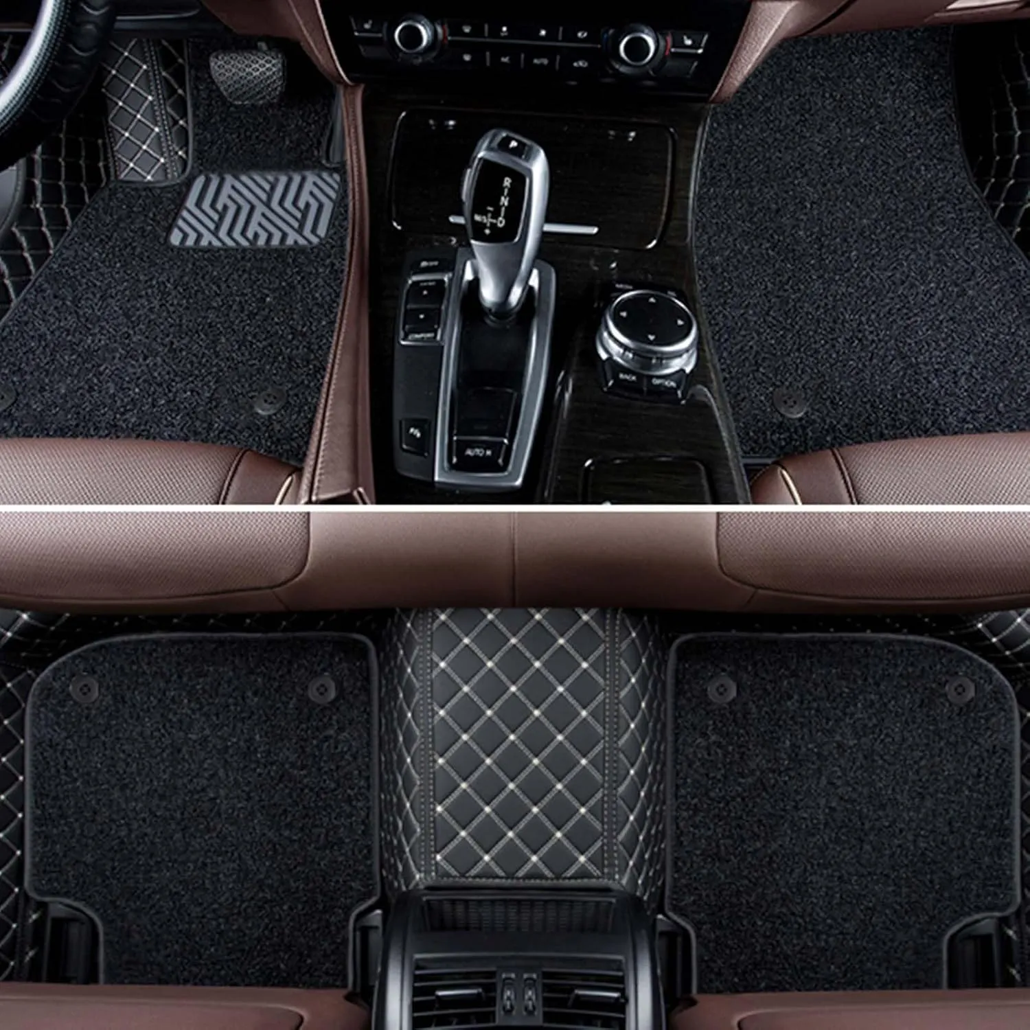 All-Weather Car Floor Mats for Renault Latitude 2010 2011 2012 2013 2014 2015, Double Layer Automotive Floor Mats Car Carpets Non-Slip Full Set with Driver Heel Pads,Black Loop