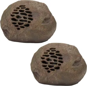 Alpine Corporation Weather-resistant Bluetooth Solar-Powered Outdoor Wireless Rock Speaker - Set of 2