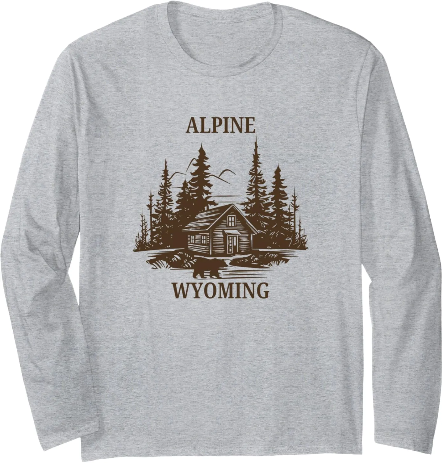 Alpine Wyoming Cabin Bear Long Sleeve T-Shirt