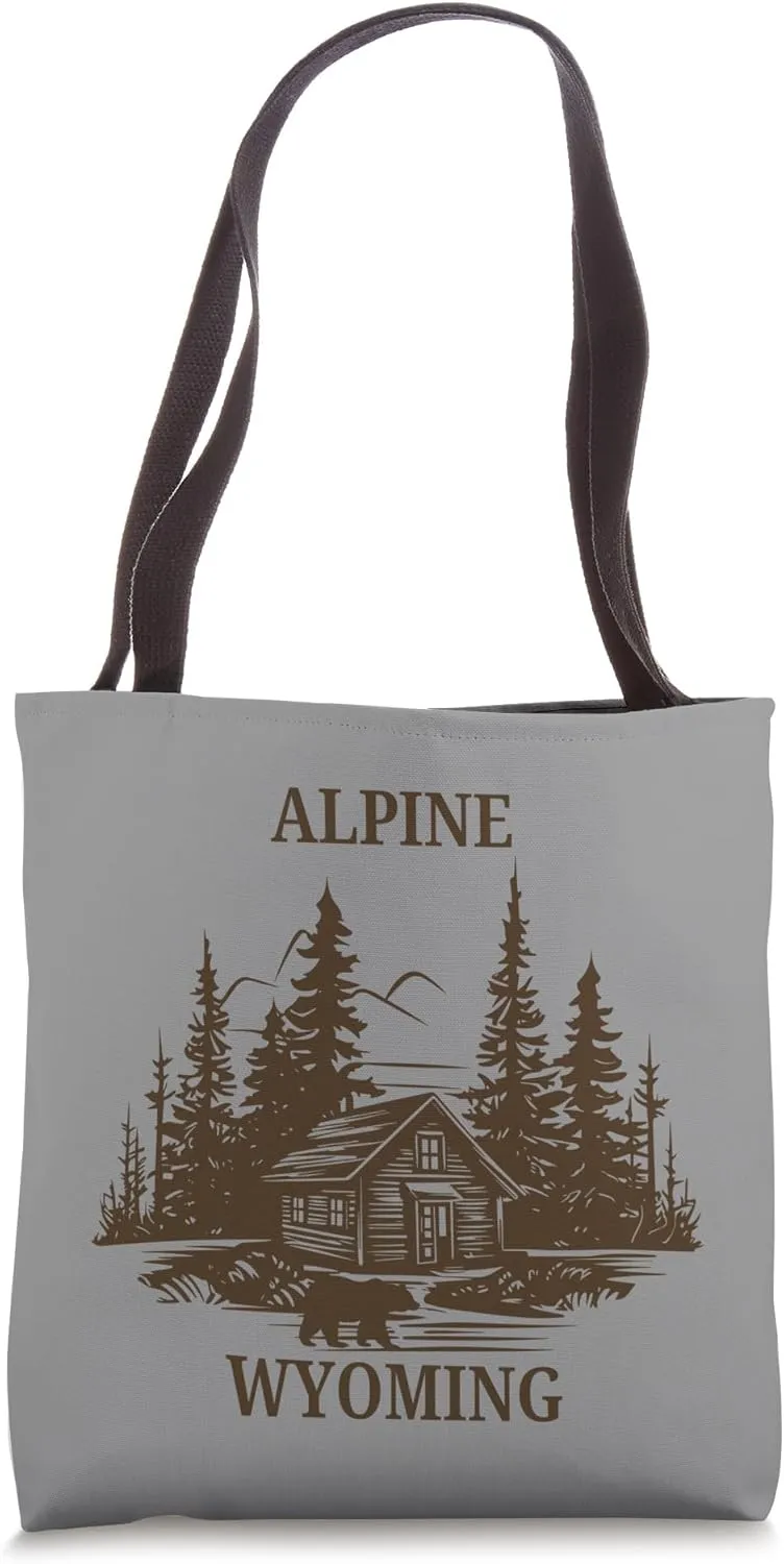 Alpine Wyoming Cabin Bear Tote Bag