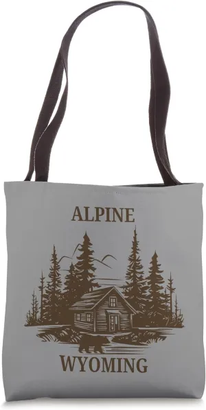 Alpine Wyoming Cabin Bear Tote Bag