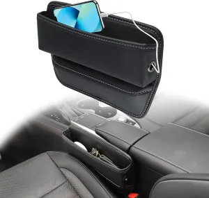 Alpmosn Car Seat Gap Filler and Organizer - Universal Fit Storage Box for Phones, Cards, Keys, Glasses (Black)
