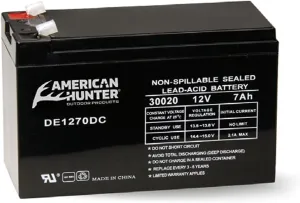 AMERICAN HUNTER 12V 7 AMP HR Universal Versatile Durable Tab Top Deer Feeder Non-Spillable Sealed Lead Acid Rechargeable Battery