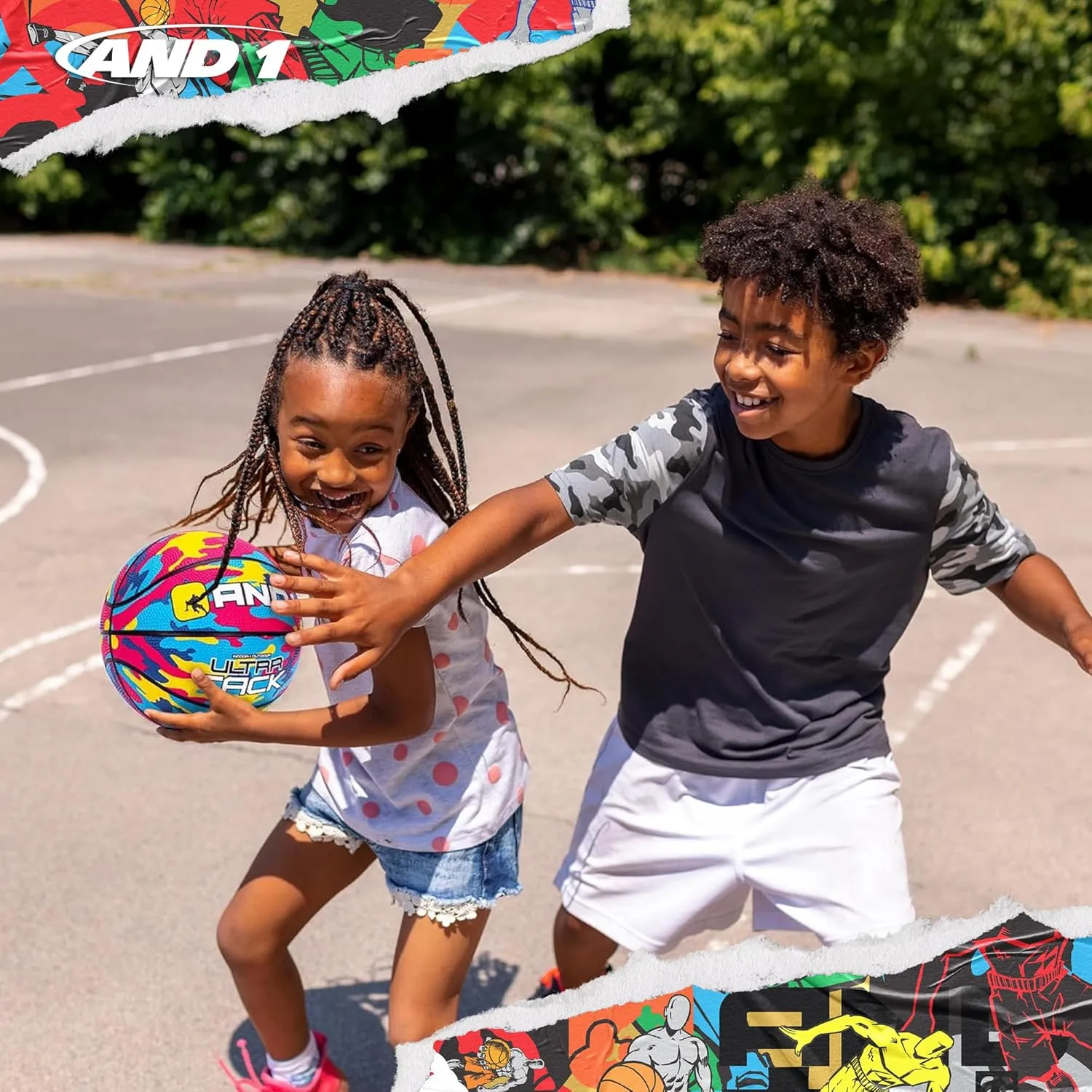 AND1 Mini Basketball 3 Pack Set for Kids (Deflated w/Pump Included): - Size 3 7-Inch Premium Youth Size Basketballs, Easy to Grip