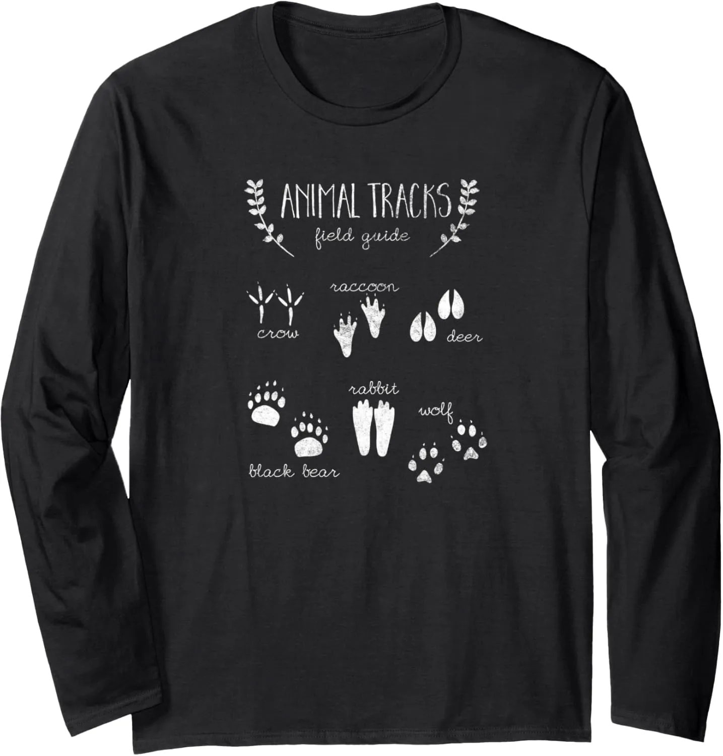 Animal Tracks Field Guide Cute Fun Animal Footprint Graphic Long Sleeve T-Shirt