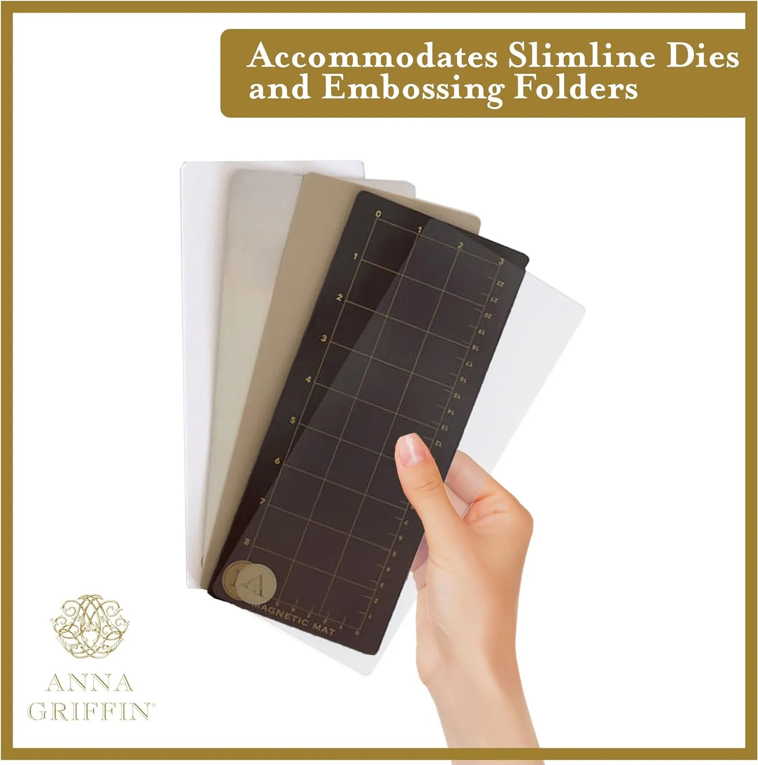 Anna Griffin Scrapbooking Die-Cutting & Embossing Plates System with Powerful Magnetic Sheet, Die Cutting Machine Accessories for Slim Line Card Making - Empress Full Plates Set, Extra Long 10 x 4.25