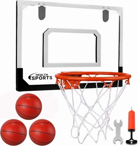 AOKESI Indoor Mini Basketball Hoop Set for Kids - 17" x 12.5" Door Hoops Room&Wall Mounted with Complete Accessories Game Toys Balls Gifts Boys Teens