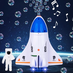 ArtCreativity Spaceship Bubble Toy - Outer Space Bubble Machine with Bubble Solution and Astronaut Figurine - Bubble Makers for Kids Outside Play - Space Toys for Kids - Galaxy Party Supplies