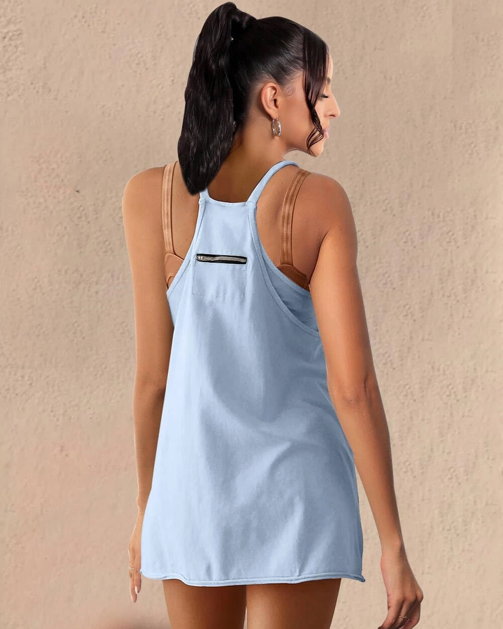 Athletic Dress for Women Hot Shot Mini Dress Onesie Oversized Romper Pockets Built-in Shorts Summer