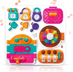 auby Busy Board, 9 Different Locks Toddler Busy Board Montessori Toys, Early Sensory Learning Education Toys, Activity Busy Board for Toddlers 2-3 2-4 3-5
