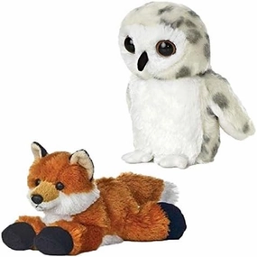 Aurora Flopsie Mini Bundle, Snowy Owl and Foxie The Fox -Set of Two - 8" (Owl/Foxie)