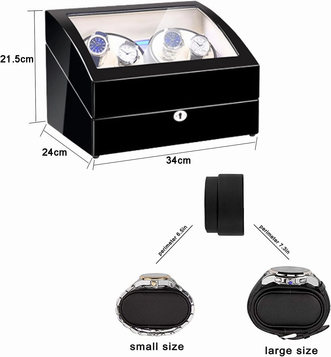 Automatic Rotate Watch Winder 4 6 Storages Display Box Case With Silent Motor Wooden Self Winding Mechanical Watch Box With Blue Led Backlight,Black C3
