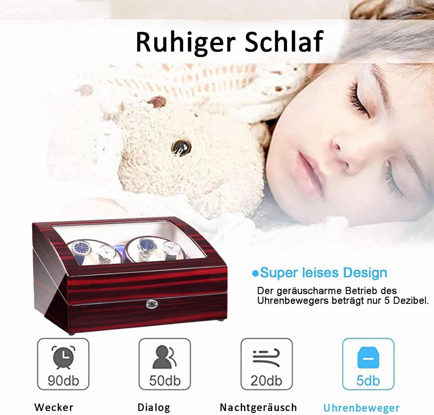 Automatic Rotate Watch Winder 4 6 Storages Display Box Case With Silent Motor Wooden Self Winding Mechanical Watch Box With Blue Led Backlight,Black C3