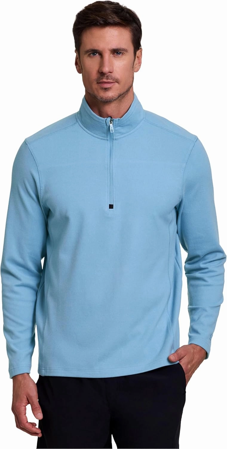 Avalanche Men's 1/4 Zip Sweatshirt, Lightweight Partial Zip Mock Neck Long Sleeve Top Soft Mini Corduroy Pullover for Hiking