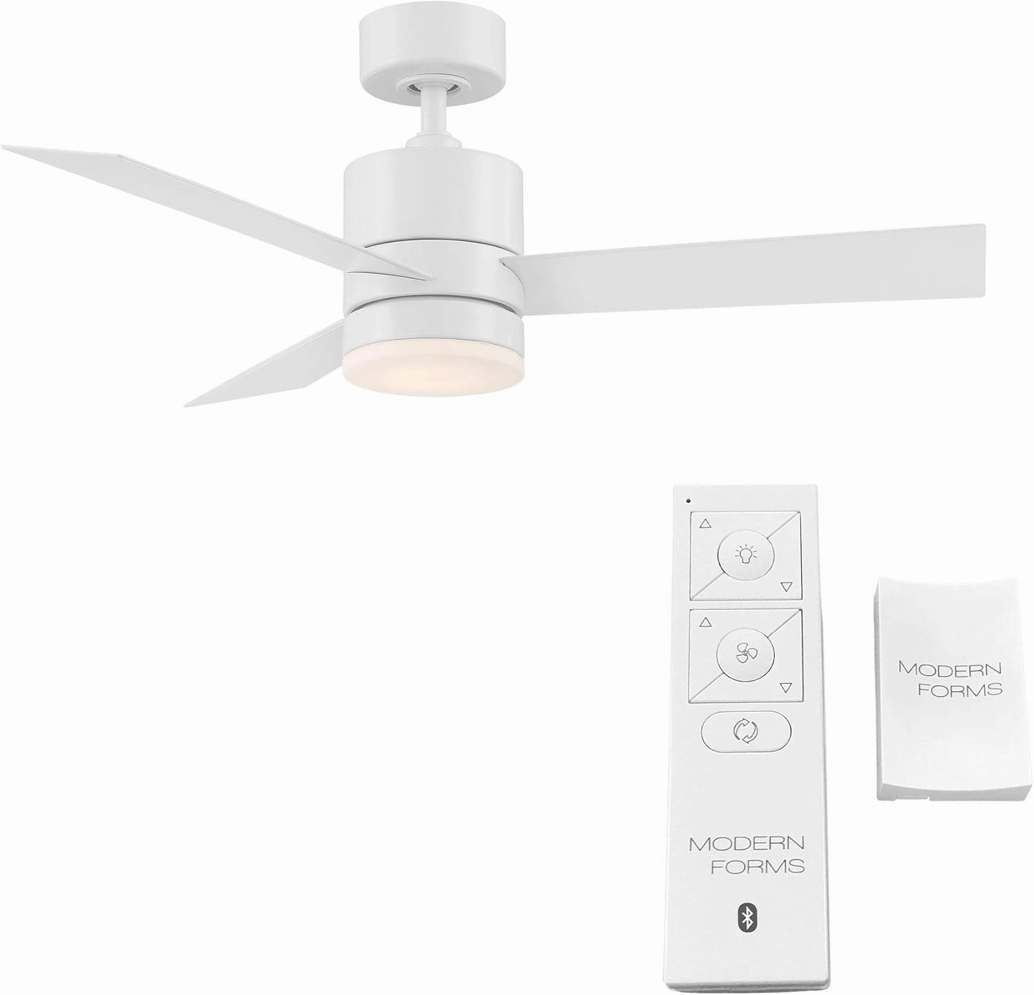 Axis Smart Indoor and Outdoor 3-Blade Ceiling Fan 44in Matte White with 3000K LED Light Kit and Remote Control works with Alexa, Google Assistant, Samsung Things, and iOS or Android App