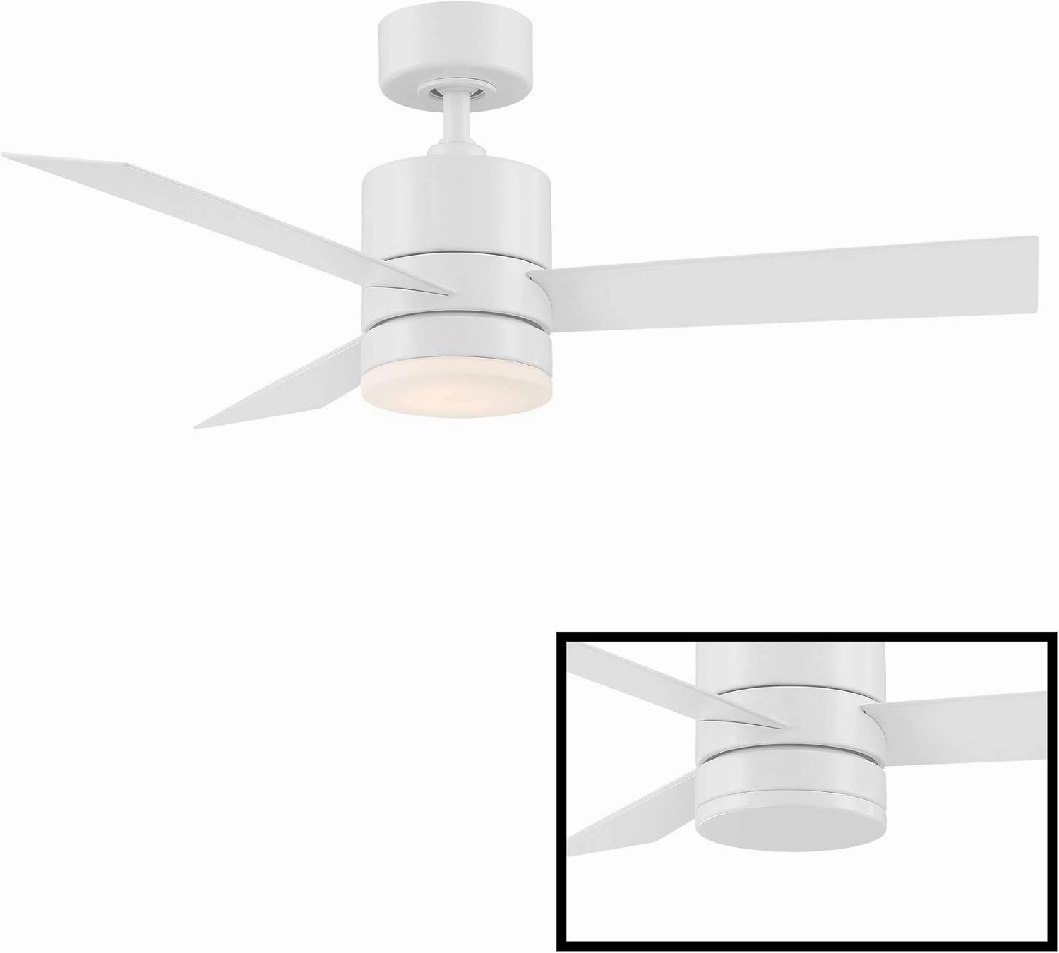 Axis Smart Indoor and Outdoor 3-Blade Ceiling Fan 44in Matte White with 3000K LED Light Kit and Remote Control works with Alexa, Google Assistant, Samsung Things, and iOS or Android App