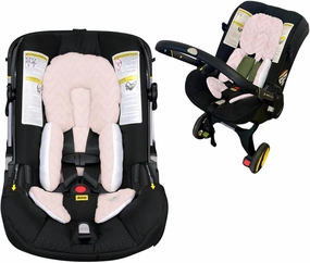 Baby Infant Car Seat Insert with Head and Body Support - Soft ad Stylish Carseat Head Support for Newborn and Baby - Plush Car Seat Headrest for Stroller, Swing, Bouncer - Zig Zag Pink