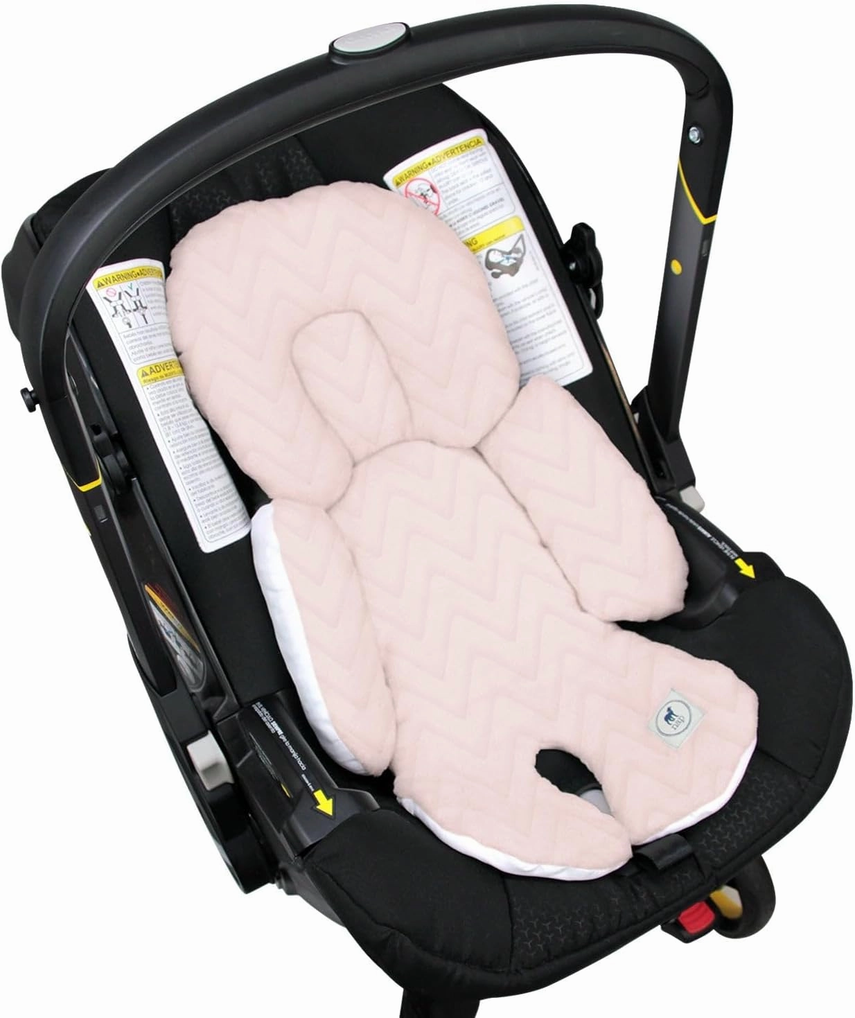 Baby Infant Car Seat Insert with Head and Body Support - Soft ad Stylish Carseat Head Support for Newborn and Baby - Plush Car Seat Headrest for Stroller, Swing, Bouncer - Zig Zag Pink