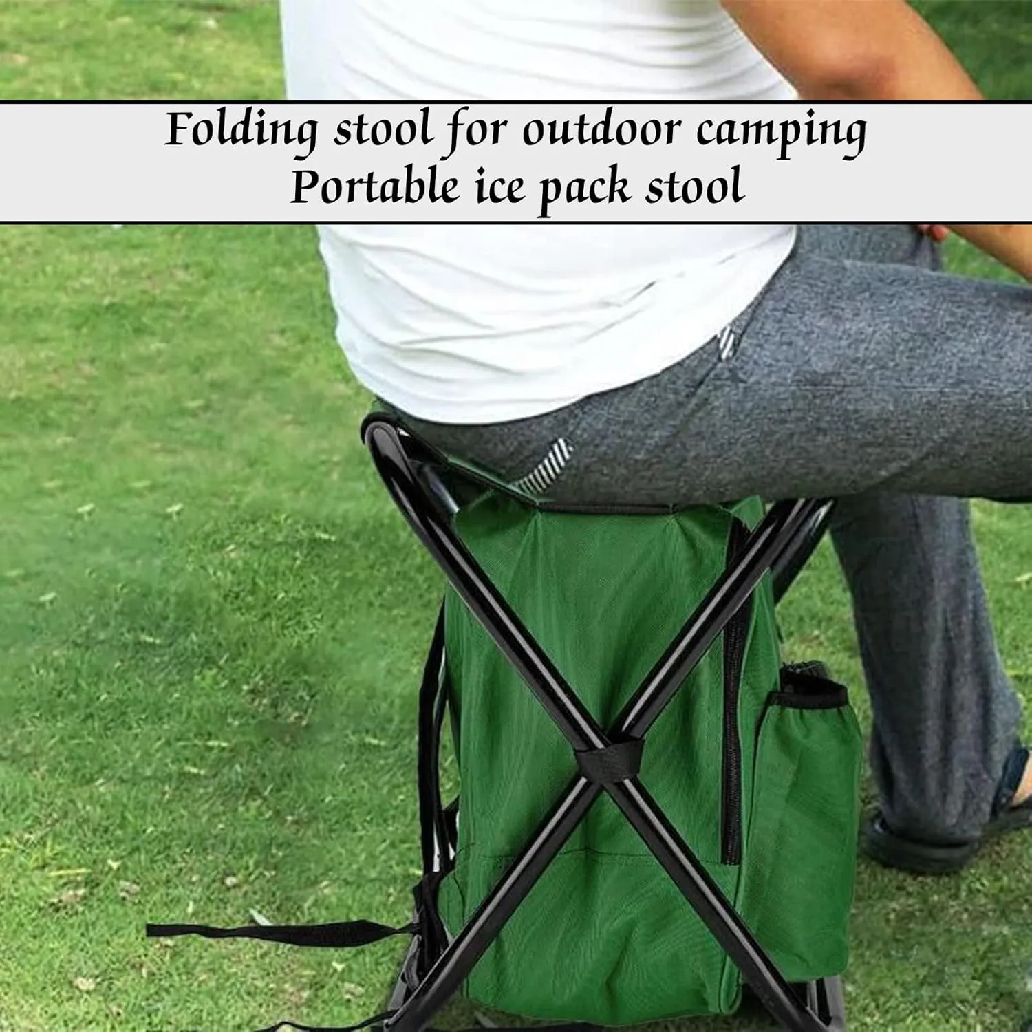 Backpack Chair Foldable Camping Fishing Stool with Cooler Insulated Bags Portable Lightweight Stool Fishing Cooler Stool for Hiking,Outdoor Sketching-Camouflage Color