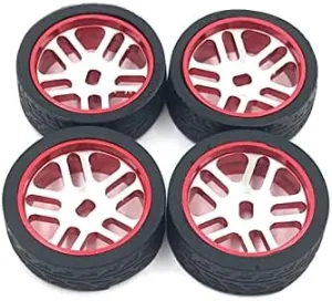 BAIJAC 1:28 Series Mosquito Car Metal Wheels K989 AWD Iw04m Model Car Parts Racing Soft Tire Leather Wheels ( Color : Red )