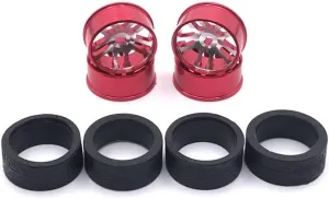 BAIJAC 284131 K989 K969 iw04m Mini-Q Mini-Z RC Car, Metal Upgrade Parts Drift Wheel & Soft Tire Skin Set, Modified Parts ( Color : Red )