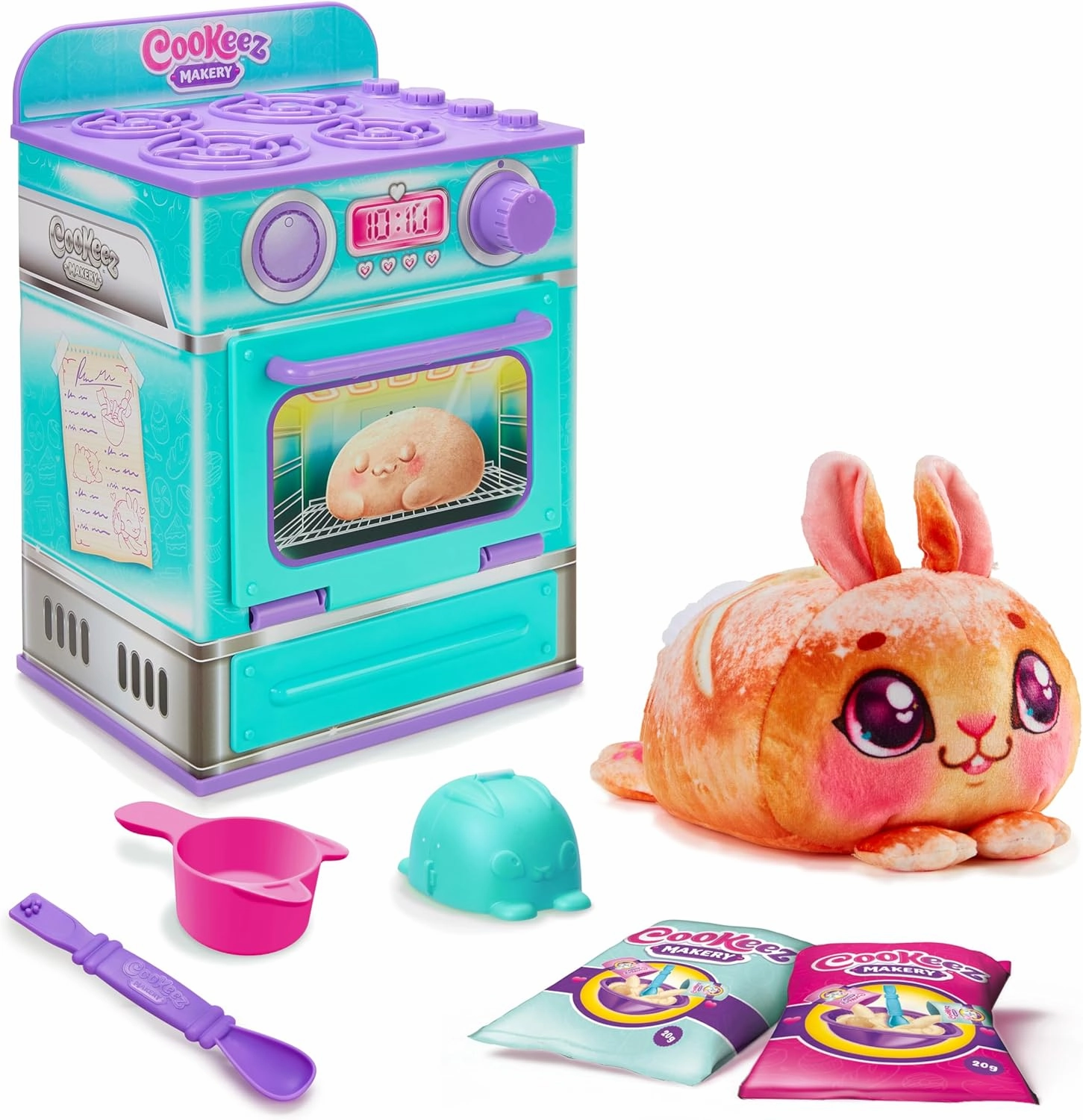 Baked Treatz Oven Playset – Interactive Bake & Reveal Toy Oven with Mystery Warm Scented Plush (Barky Bun, Ciacatta Bake, or Wheatney Bunny), Mixing Tools, Dough, & Accessories, 5 