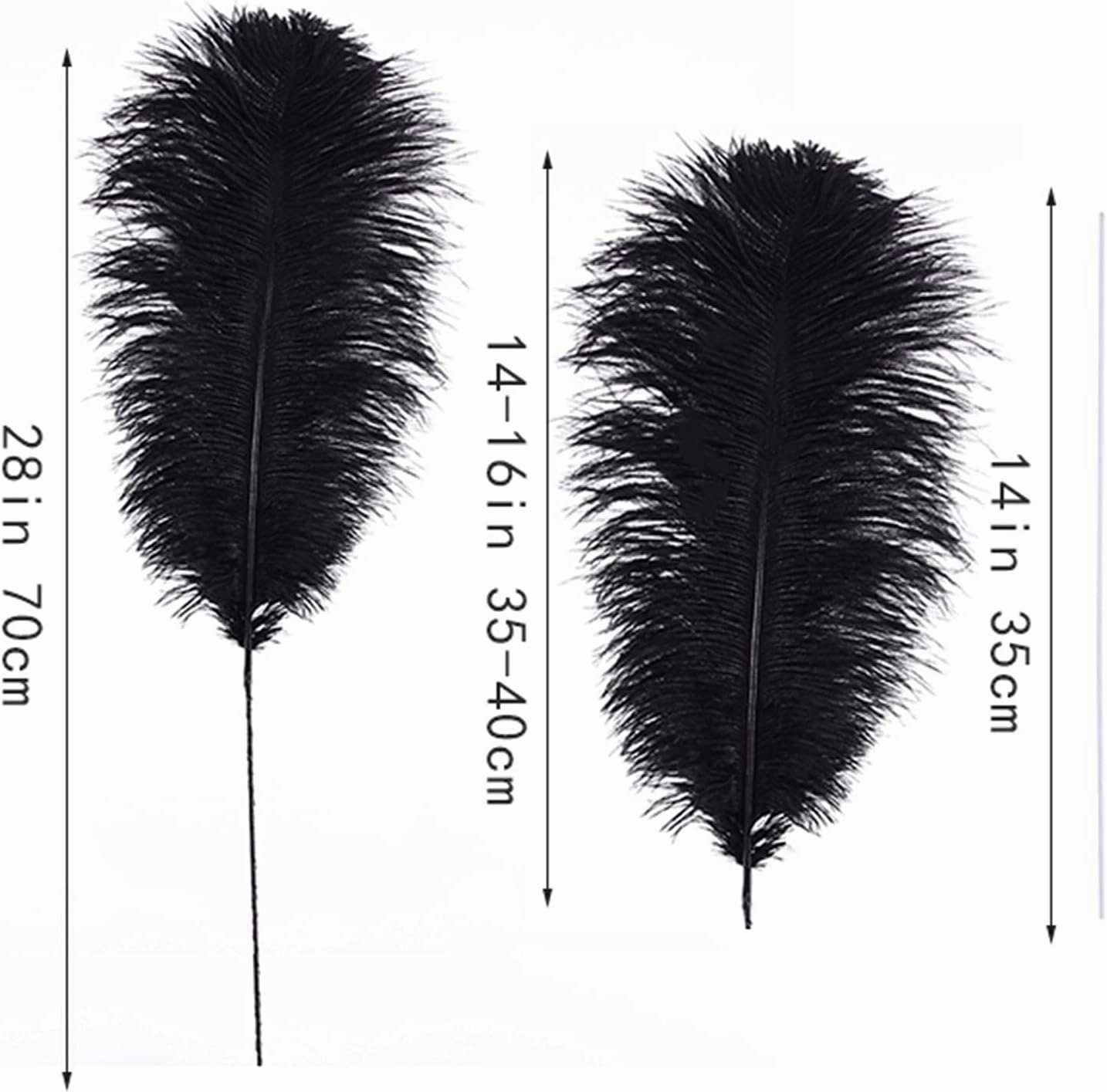 Ballinger Black Ostrich Feathers Bulk - Making Kit 10Pcs 28inch Large Ostrich Feathers for Floral Arrangement, Vase, Wedding Party Centerpieces and Halloween Home Decor
