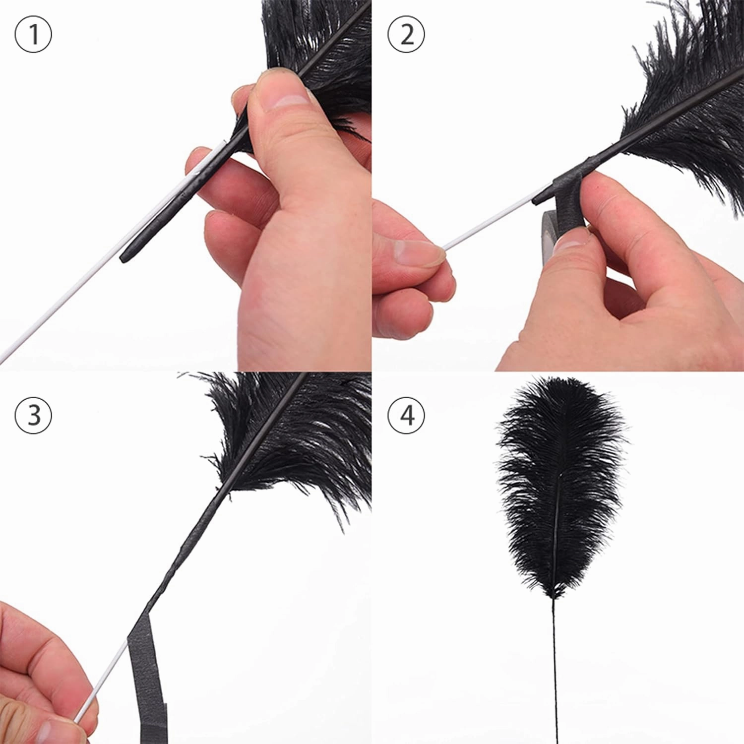 Ballinger Black Ostrich Feathers Bulk - Making Kit 10Pcs 28inch Large Ostrich Feathers for Floral Arrangement, Vase, Wedding Party Centerpieces and Halloween Home Decor