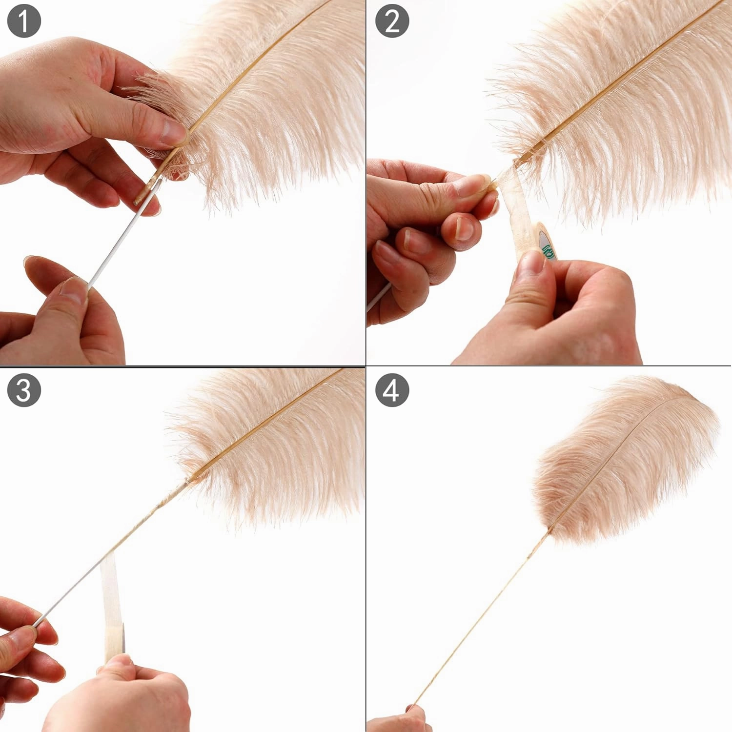 Ballinger Large Champagne Ostrich Feathers - 12pcs 24-26inch Feathers Making Kit Boho Feathers for Vase,Wedding Party Centerpieces and Home Decor