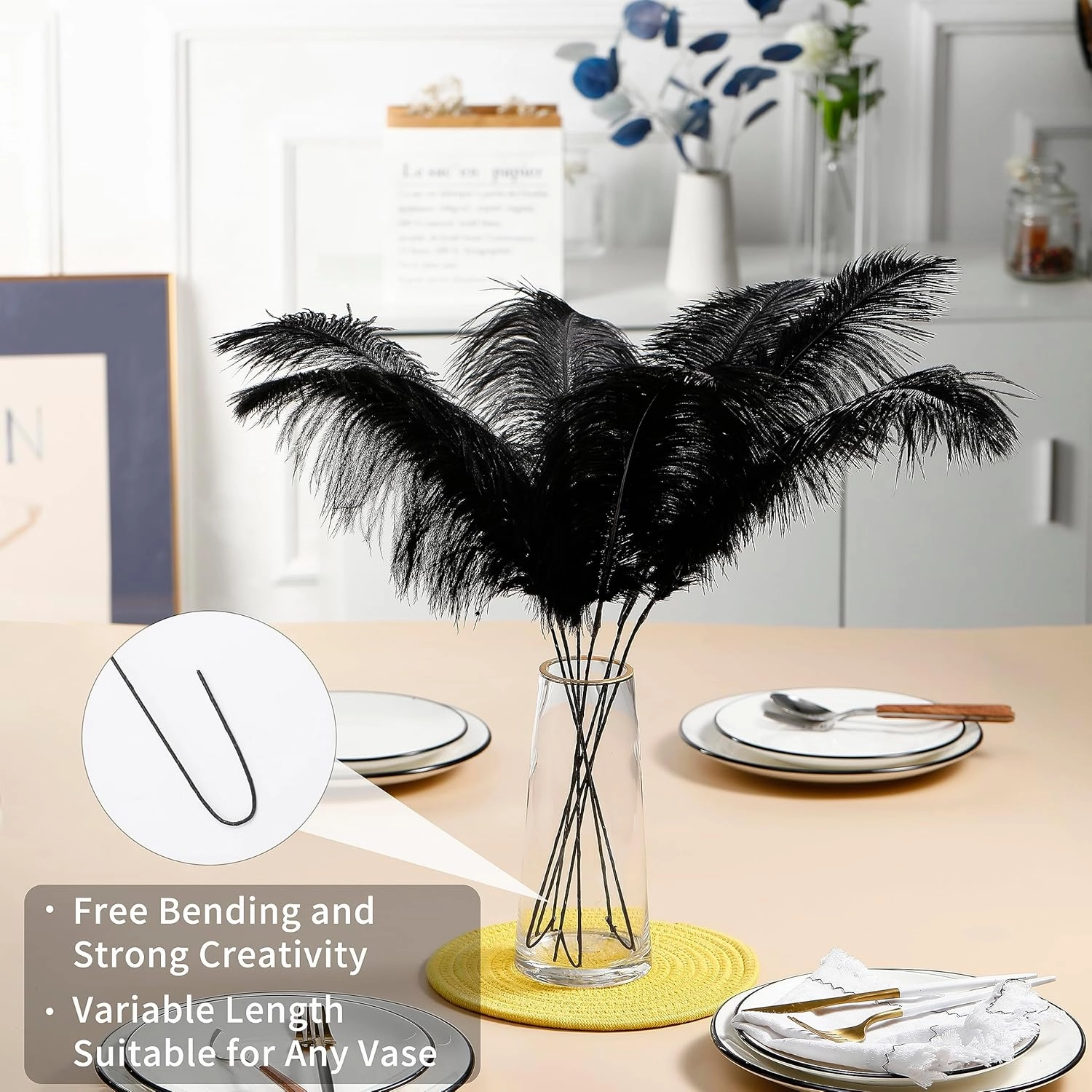 Ballinger Red Ostrich Feathers for Centerpieces - 12pcs 24-26inch Feathers Making Kit Extra Large Ostrich Feathers for Vase,Wedding Party and Home Decor