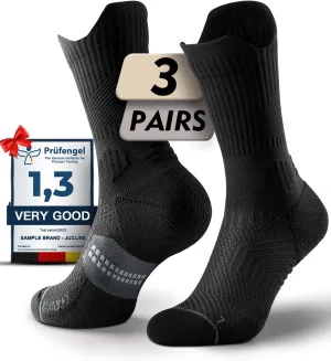 Bamboo Viscose Coolmax Crew Compression Running Socks Athletic Hiking Basketball Workout Moisture Wicking AntiBlister (US, Alpha, X-Large, Regular, Regular, Classic Black)