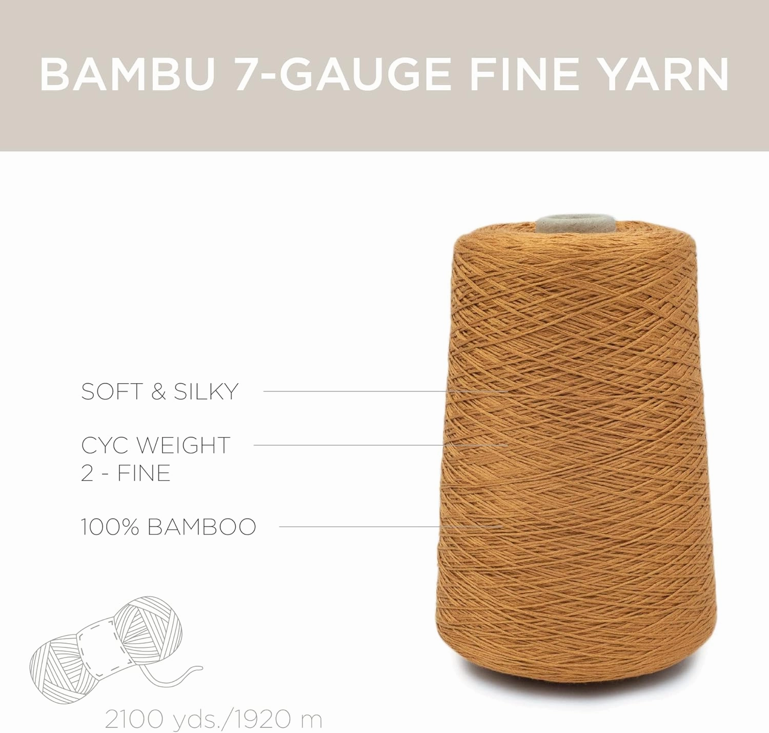 Bambu 7gg, 100% Viscose derived from Bamboo Yarn by Silk City Fibers, Acorn