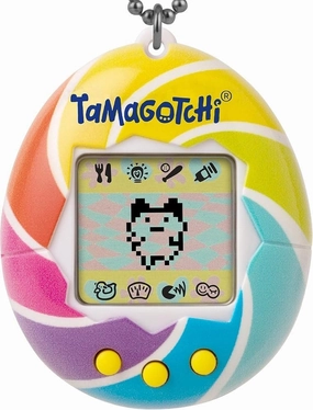 Bandai Tamagotchi 42879 , Gen 1, Candy Swirl with Chain-The Original Virtual Reality Pet, Multicolor,5 x 4.2 x 1.8 Centimeters