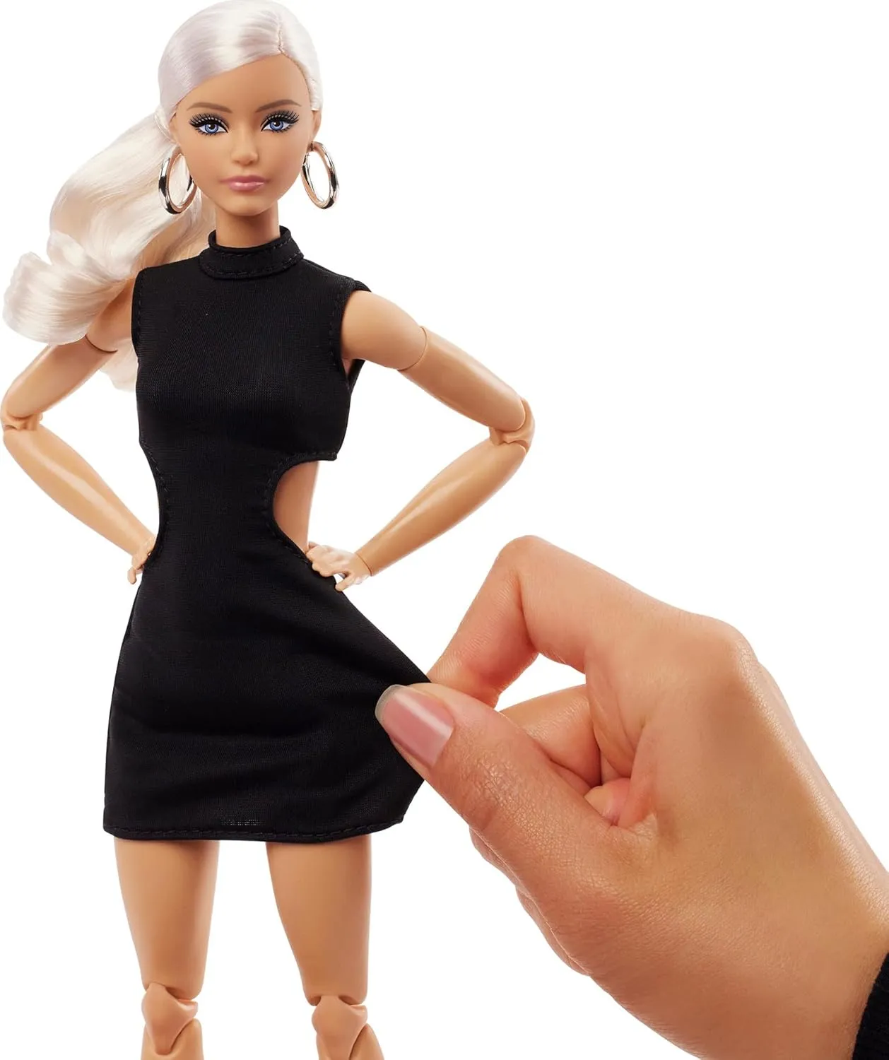Barbie Basics Model 02 Collector Doll with Blonde Hair, Black Mini Dress & Gladiator Boots, Universal-fit Fashions, Posable Body & Swappable Doll Head