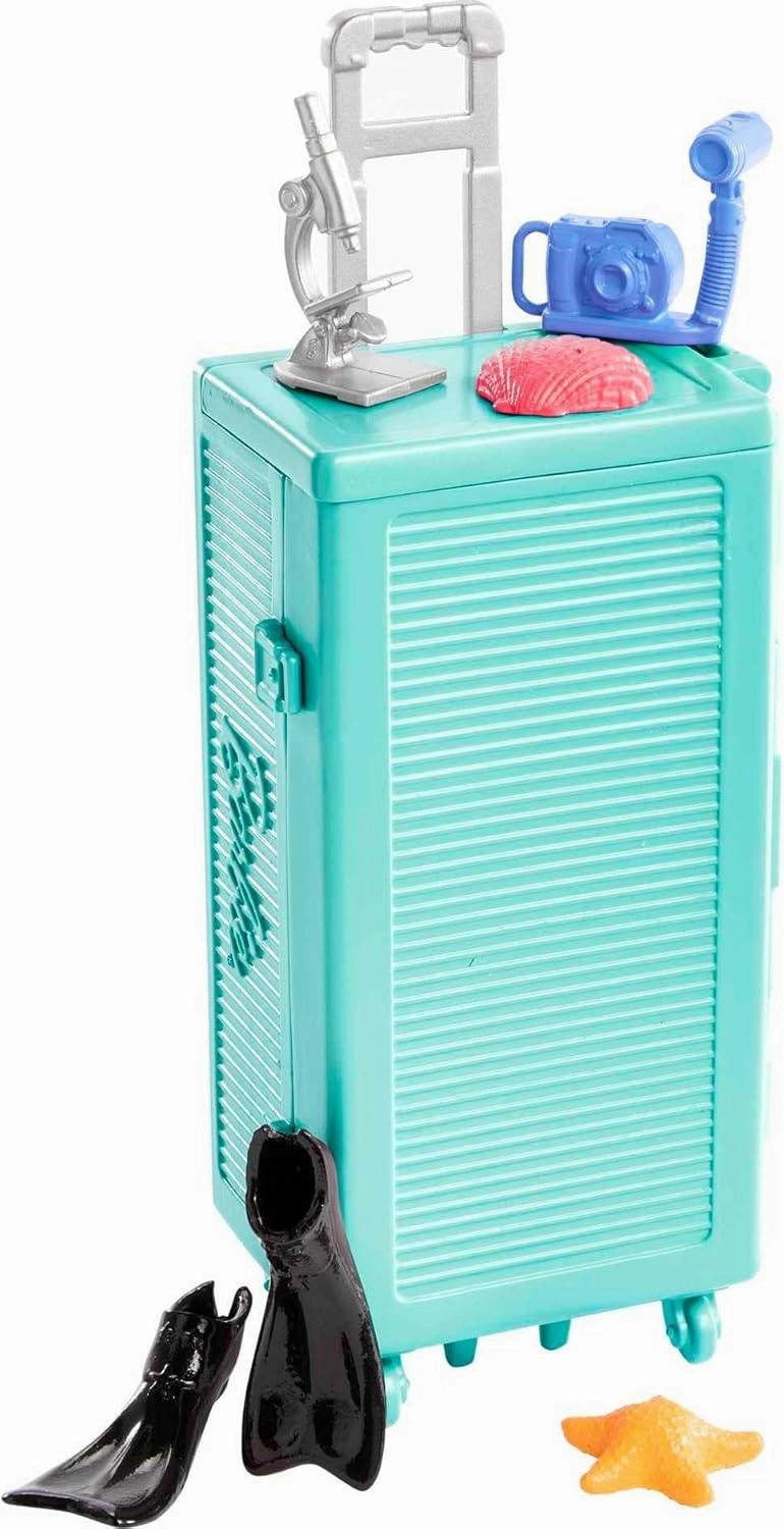 Barbie Careers Playset, Mobile Lab Set with Brunette Marine Biologist Fashion Doll & 10  Accessories, Case Opens for Storage & Travel