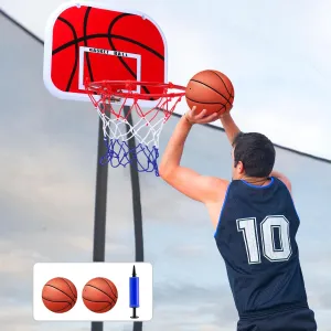 Basketball Hoop for Trampoline Outdoor with 2 Mini Balls and 1 Pump, Basketball Hoop Attachment for Trampoline Easy to Install, Fit for Straight Pole
