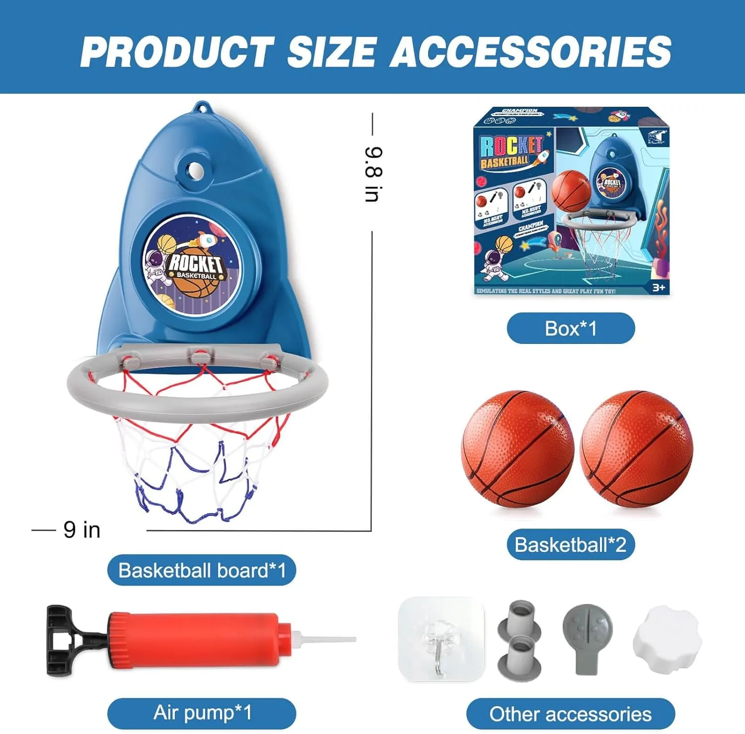 Basketball Hoop Indoor Toys for Kids 3 4 5 Boys: Toddler Basketball Hoop Indoor Wall Mount Basketball Hoop Suction Cup Basketball Hoop Toys for 3 Year Old Boy Gifts for 3-8 Year Old Boys，Blue