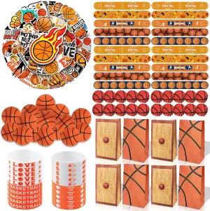 Basketball Party Favors, 150Pcs Basketball Party Supplies Gift Set for 20 Kids Students, Including Basketball Stree Balls, Gift Bags, Silicone Wristbands Basketball Theme Stickers, Erasers