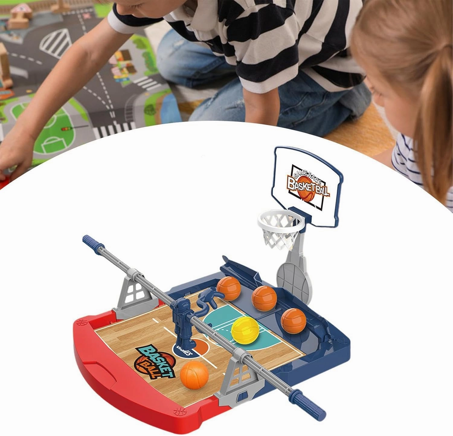 Basketball Desktop Toy Basketball Toy,Sport,Table Basketball Games Set Mini Basketball Game for Children Kids Birthday Gift, with 5 Balls