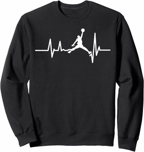 Basketball Player Heartbeat Line Dunk Sports Graphic Design Sweatshirt