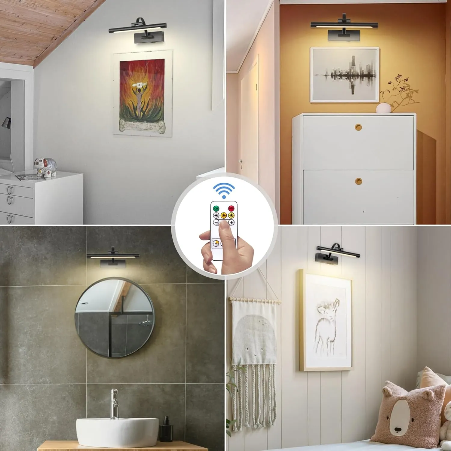Battery Powered Picture Light with Remote and Timer,Full Metal Art Light with Swing Arm,12 Inch Dimmable,3CCT in One, Rechargeable Wall Lights for Display, Artwork, Canvas,Hallway