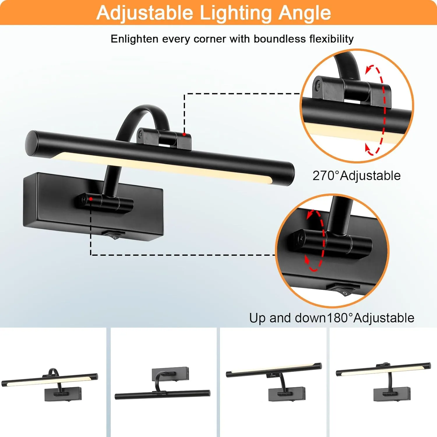Battery Powered Picture Light with Remote and Timer,Full Metal Art Light with Swing Arm,12 Inch Dimmable,3CCT in One, Rechargeable Wall Lights for Display, Artwork, Canvas,Hallway
