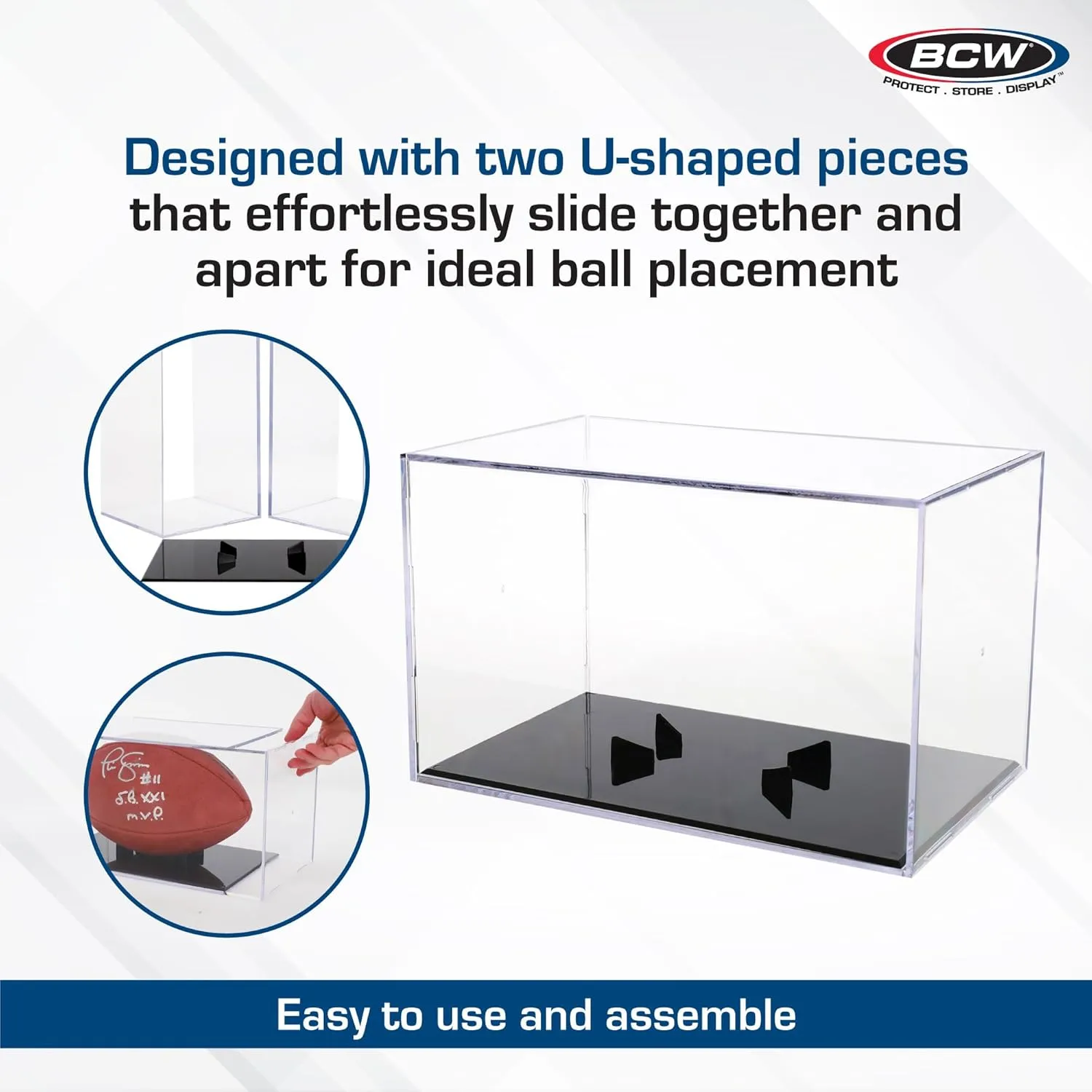 BCW Sports Showcases | Protective Memorabilia Holder with UV Resistance | Ideal for Sports Collectibles | Acrylic Display Cases for Autographed Balls and Mini Helmets (Football)