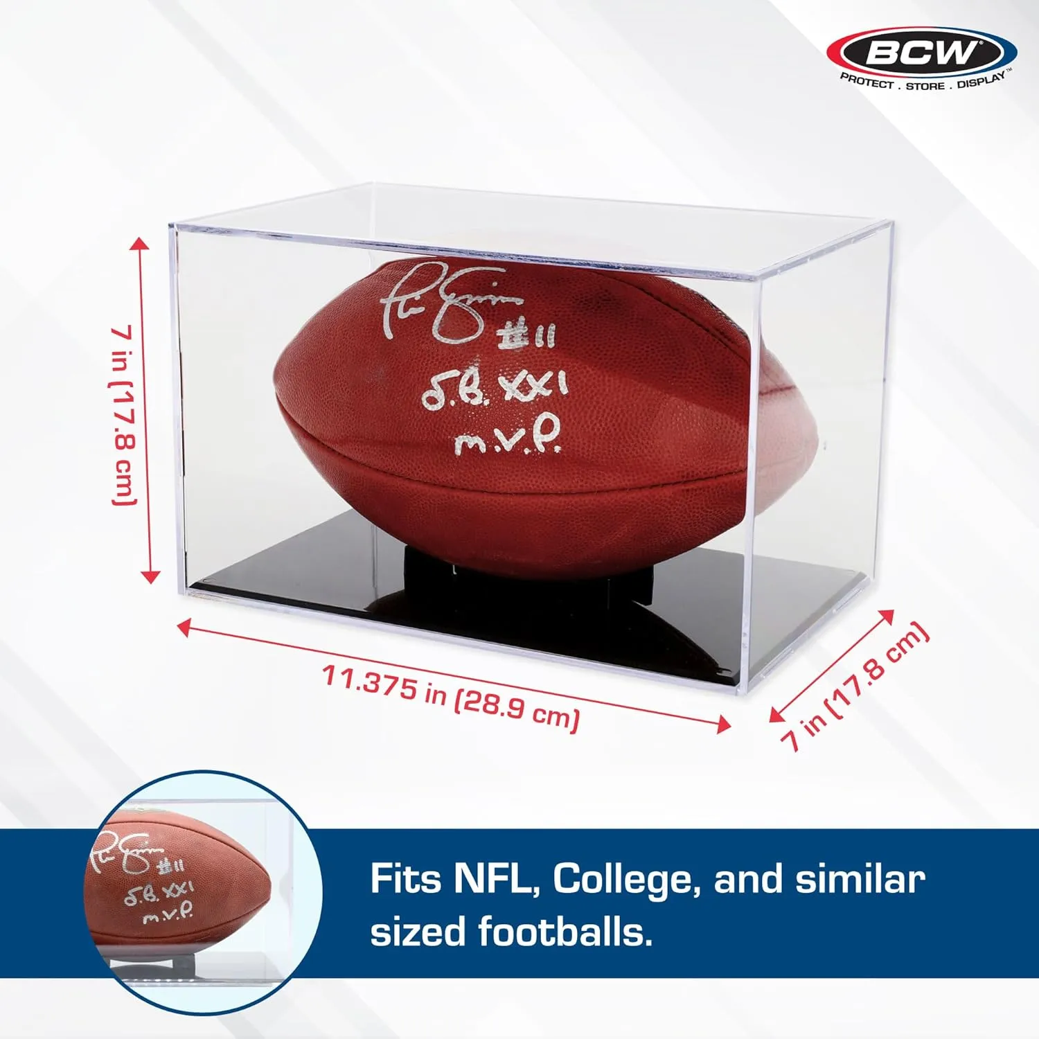 BCW Sports Showcases | Protective Memorabilia Holder with UV Resistance | Ideal for Sports Collectibles | Acrylic Display Cases for Autographed Balls and Mini Helmets (Football)