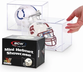 BCW Sports Showcases | Protective Memorabilia Holder with UV Resistance | Ideal for Sports Collectibles | Acrylic Display Cases for Autographed Balls and Mini Helmets (Mini Helmet - 2 Pack)